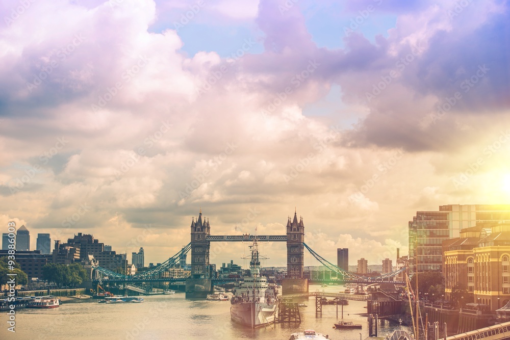 London River Thames Panorama - obrazy, fototapety, plakaty 