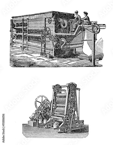 Billede på lærred Steam stretch and calender dry machine for textile industry.