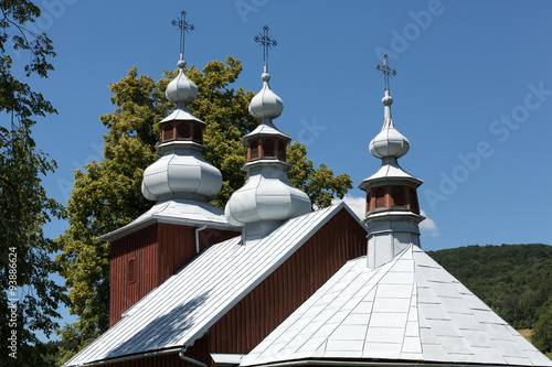 Old wooden Orthodox church in Bartne, Beskids, Poland photo
