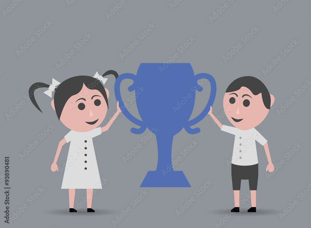 boy and girl picking prix cup boy and girl picking prix cup
