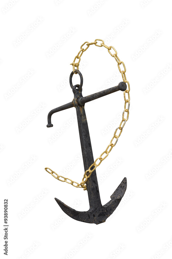 Obraz premium Old Steel anchor isolated on white background