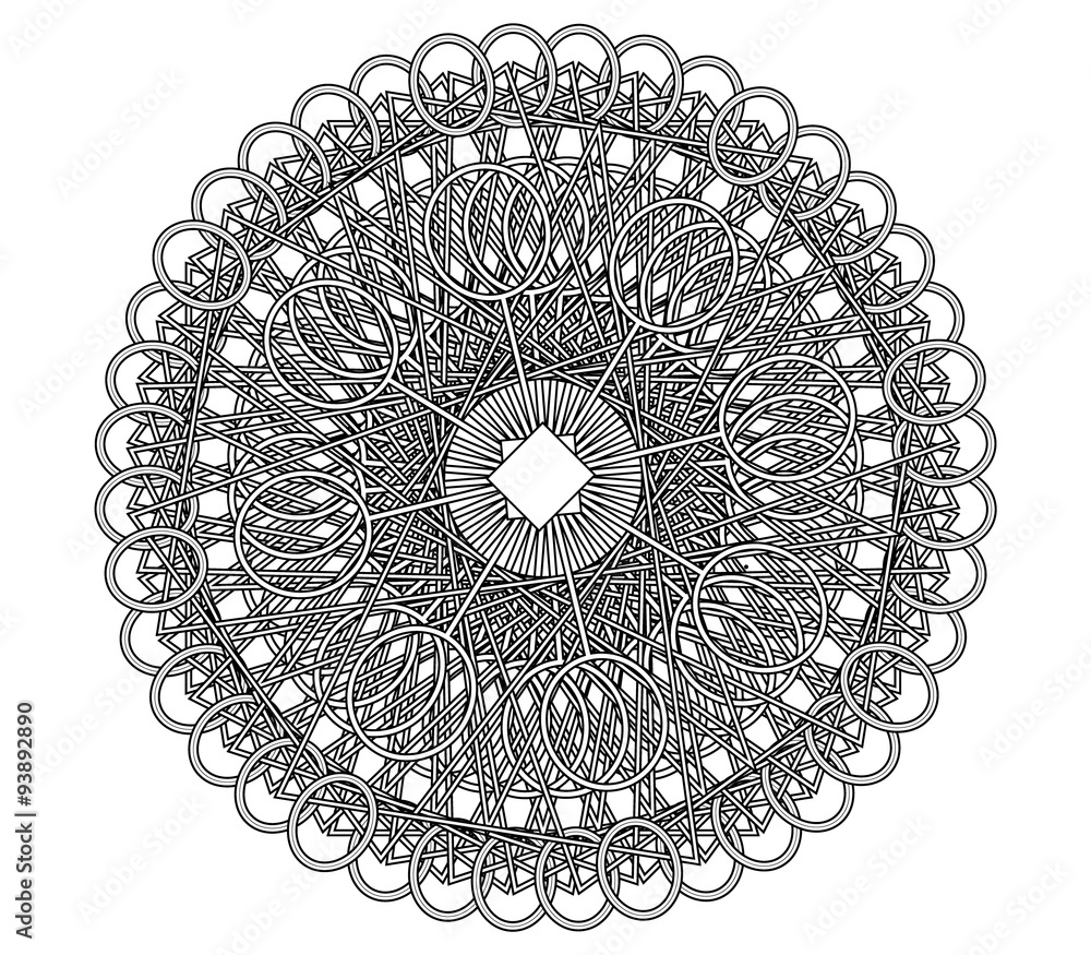 Geometric complex mandala coloring book page Stock Illustration | Adobe