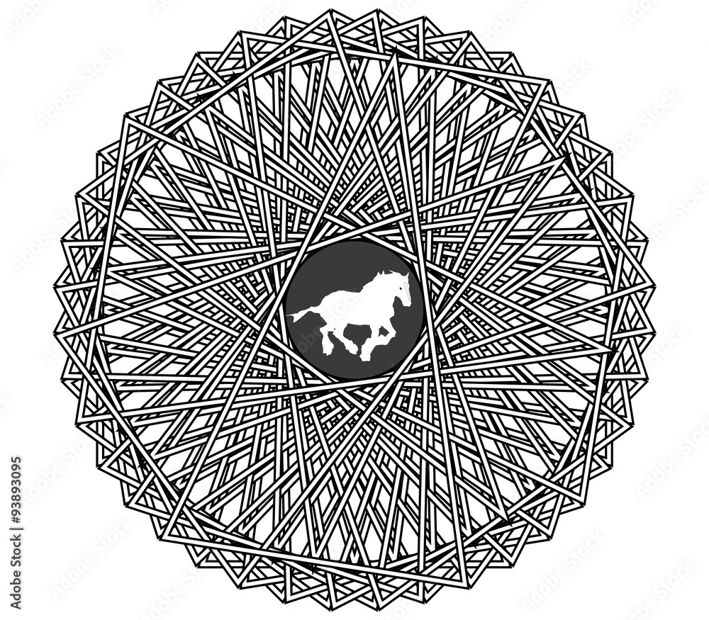 Horse geometric coloring page for adults Stock Illustration | Adobe Stock