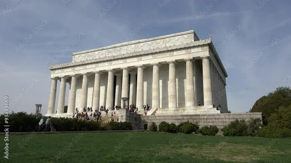 Washington DC Lincoln Memorial front corner steps lawn view fast 4K 003 Washington DC Lincoln Memorial front corner steps lawn view fast 4K 003