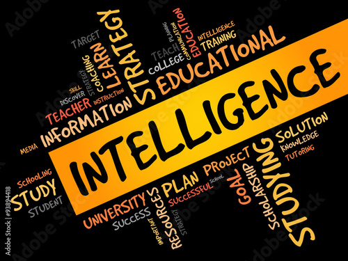 Intelligence word cloud, education concept