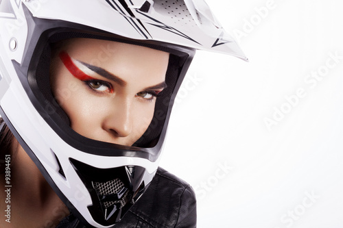 The girl in the helmet.