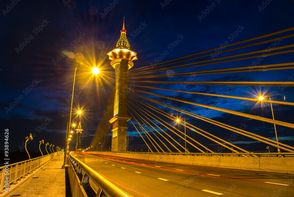 Nonthaburi bridge with a beautiful light.