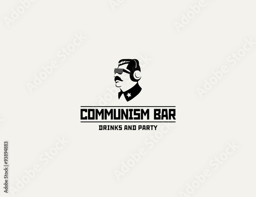 Communism style logo restaurant bar design vector template