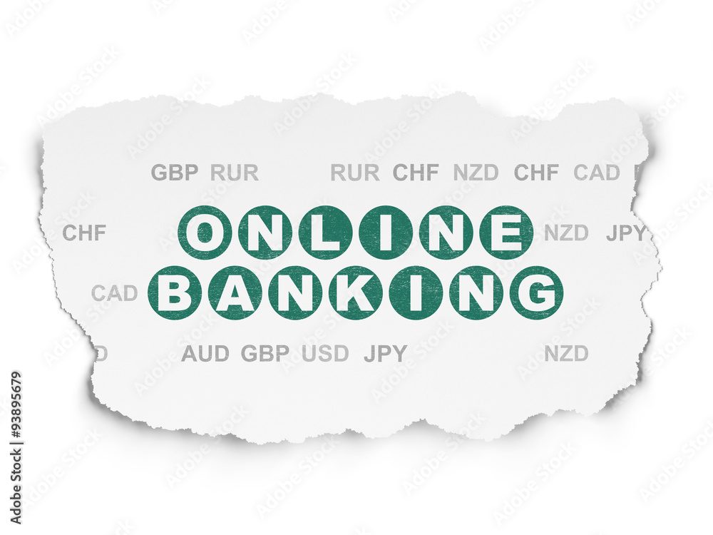 Finance concept: Online Banking on Torn Paper background Finance concept: Online Banking on Torn Paper background