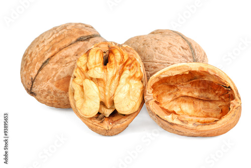 Walnuts closeup isolated on white