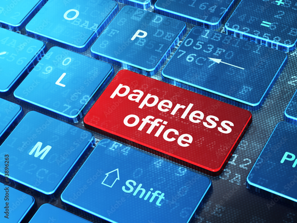 Fototapeta premium Business concept: Paperless Office on computer keyboard