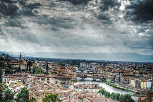 Panorama of Florence under a grey sky