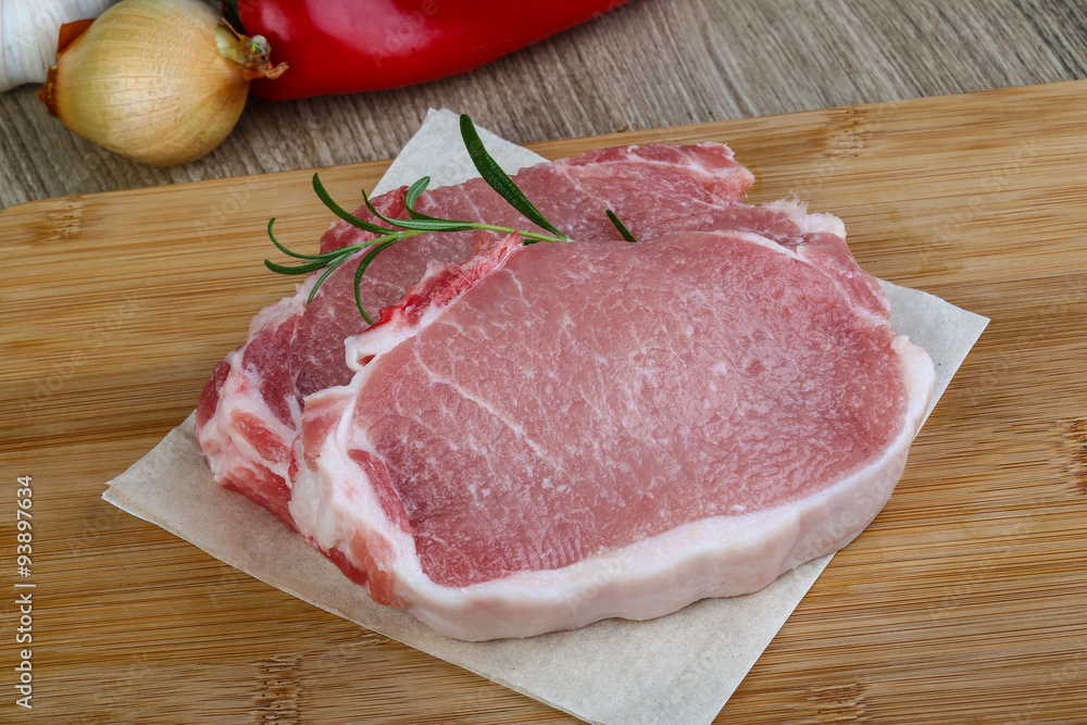 Raw pork steak
