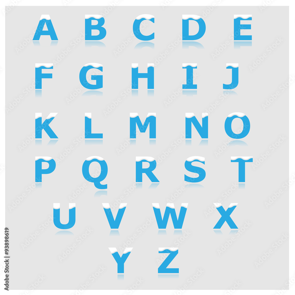 White and blue alphabet set a to z vector White and blue alphabet set a to z vector