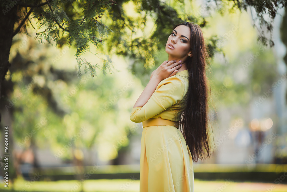 Beautiful girl in yellow dress Beautiful girl in yellow dress