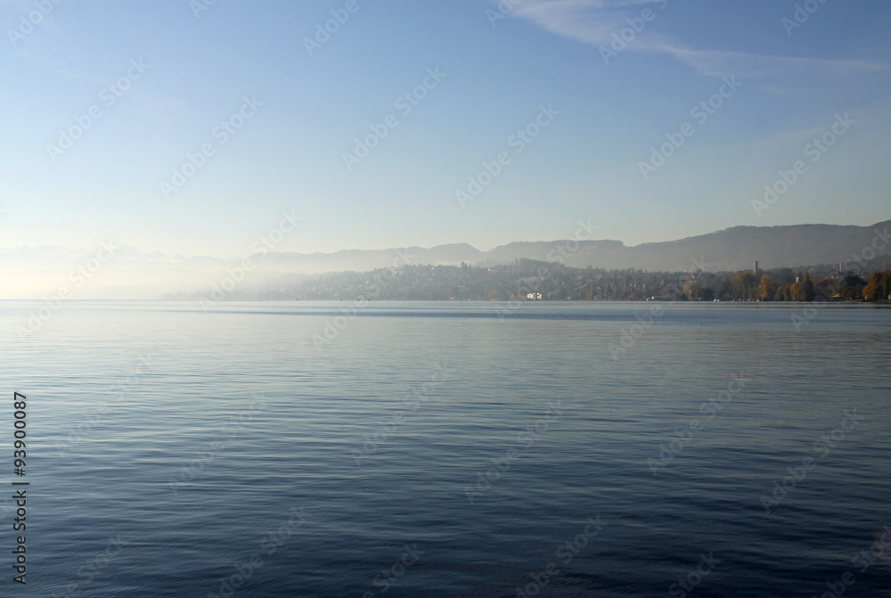 Foggy lake of Zurich