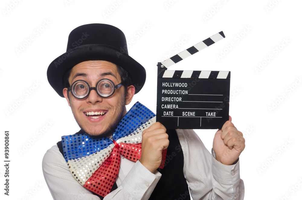 Funny man wearing giant bow tie Funny man wearing giant bow tie