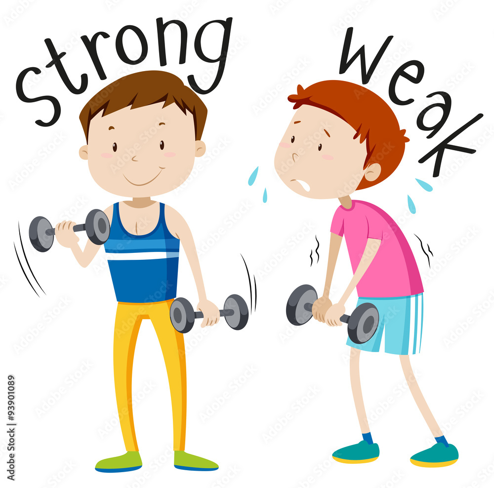 Opposite adjective with strong and weak Stock Vector