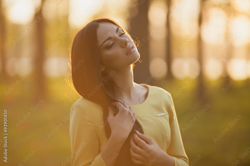Beautiful girl in yellow dress Beautiful girl in yellow dress