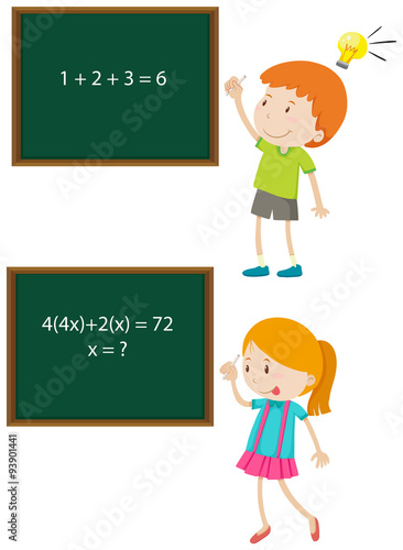 Children solving math problems