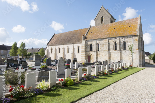 Ranville church and churchyard, Normandy, France. photo