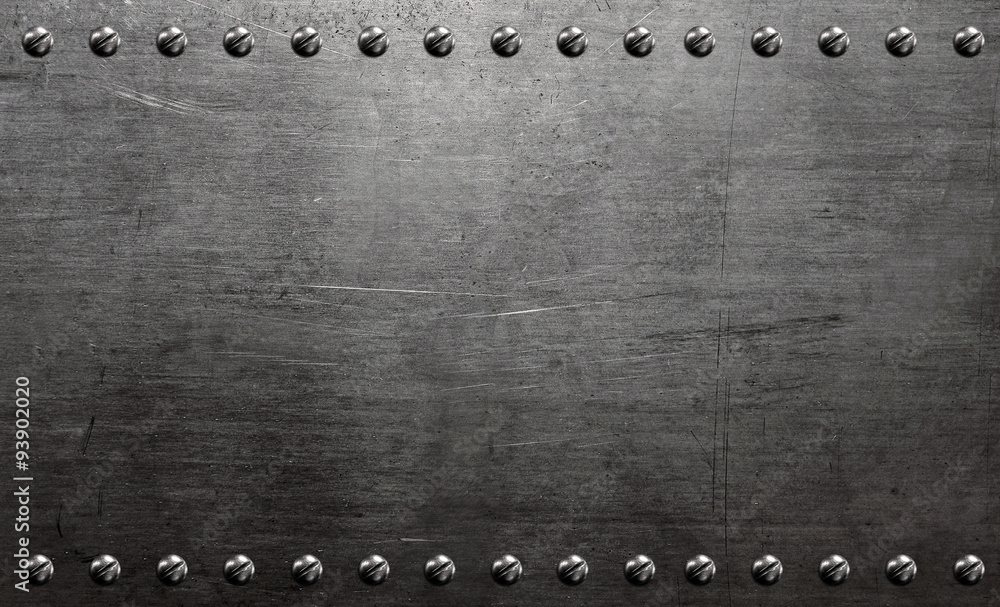 Metal background, riveted metal plate