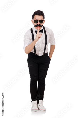 Young man with moustache isolated on white © Elnur