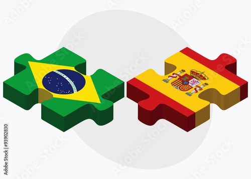 Brazil and Spain Flags