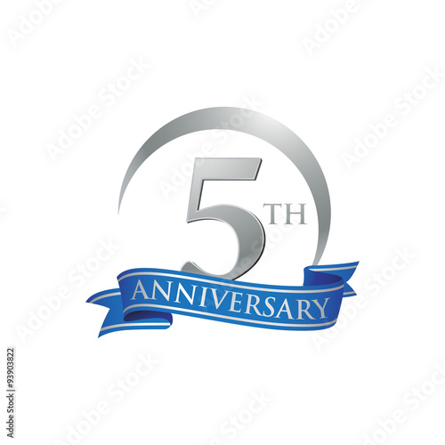 5th anniversary ring logo blue ribbon