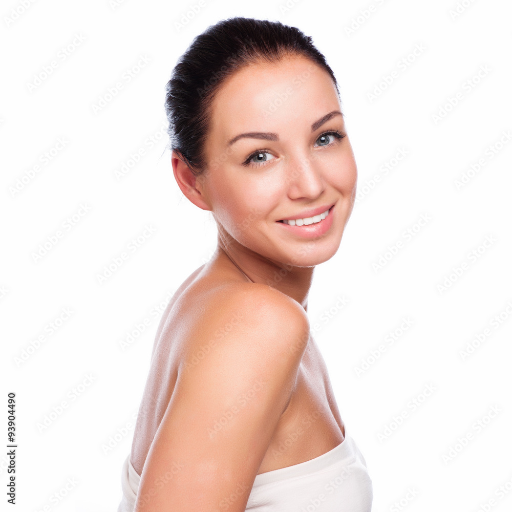 Pretty face of beautiful smiling woman - posing at studio isolat Pretty face of beautiful smiling woman - posing at studio isolat