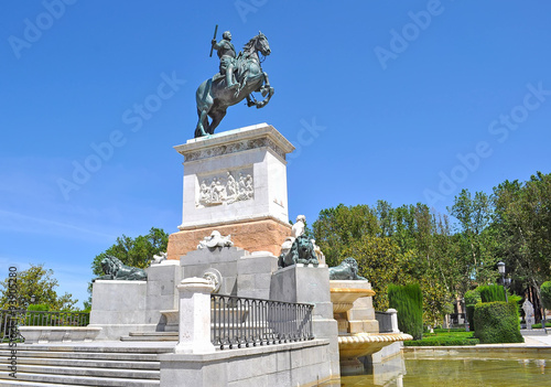 equestrian statue and fountain