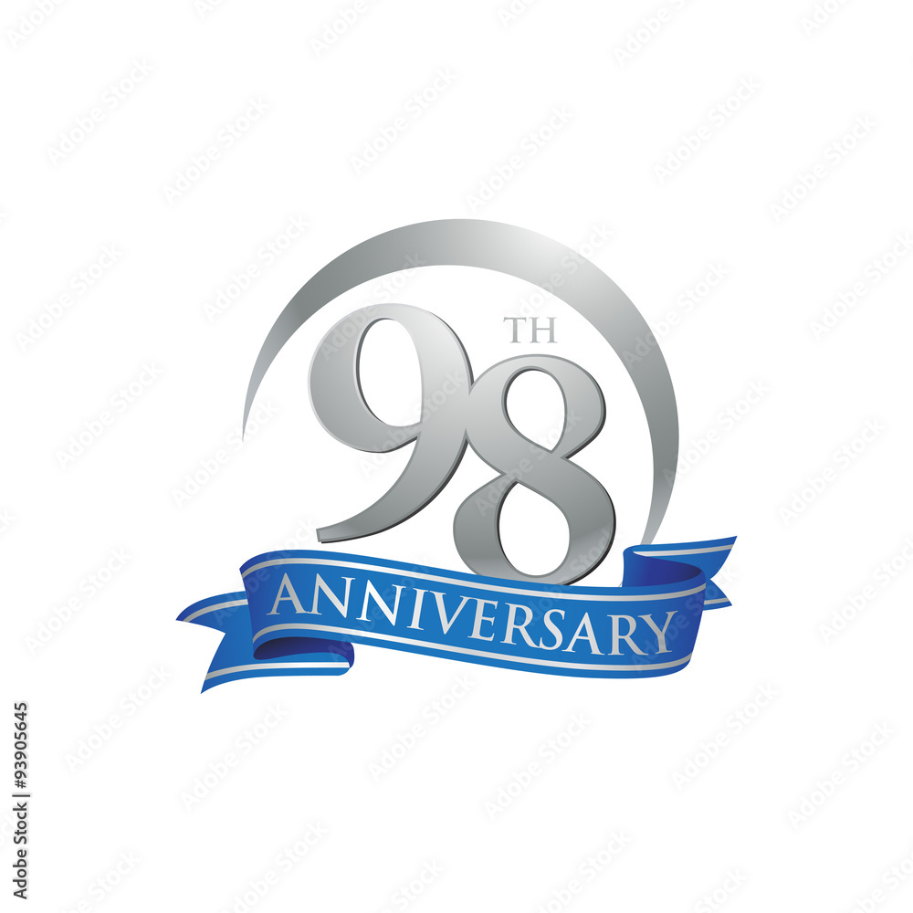 Obraz premium 98th anniversary ring logo blue ribbon