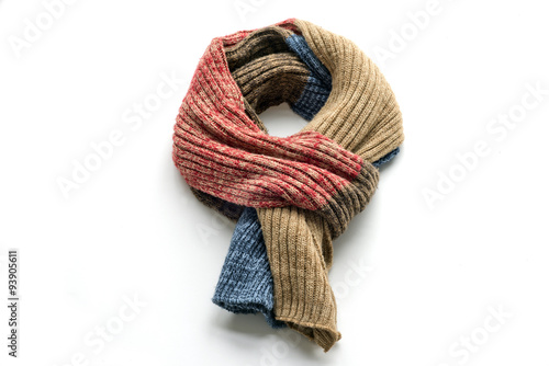 Warm scarf on a white background