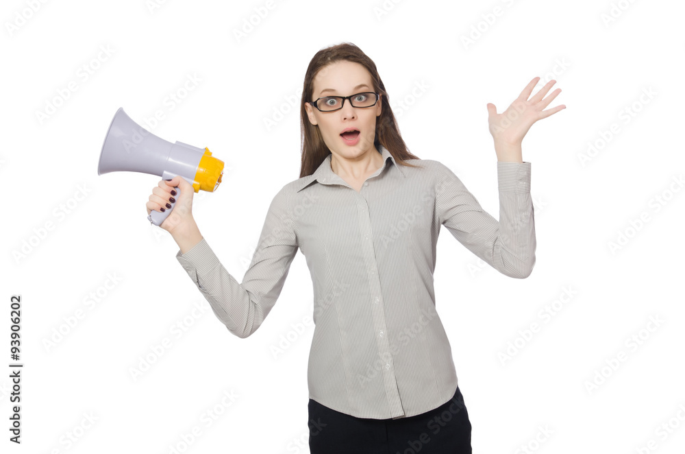 Woman in business concept isolated on white Woman in business concept isolated on white