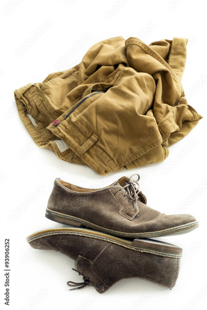 Pants and shoes on a white background Pants and shoes on a white background