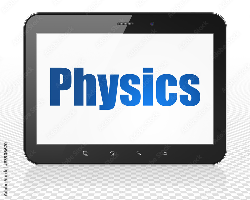 Learning concept: Tablet Pc Computer with Physics on display Learning concept: Tablet Pc Computer with Physics on display