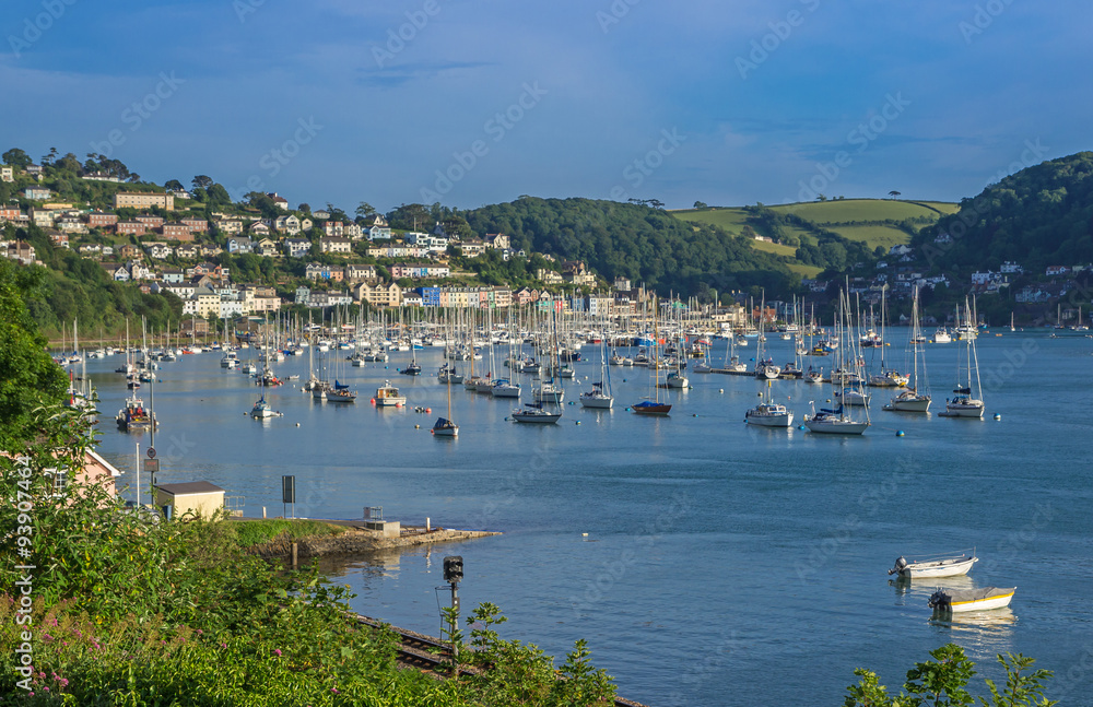 Yachts Moored on the Dart Estuary at Kingswear and Dartmouth, Devon, United Kingdom