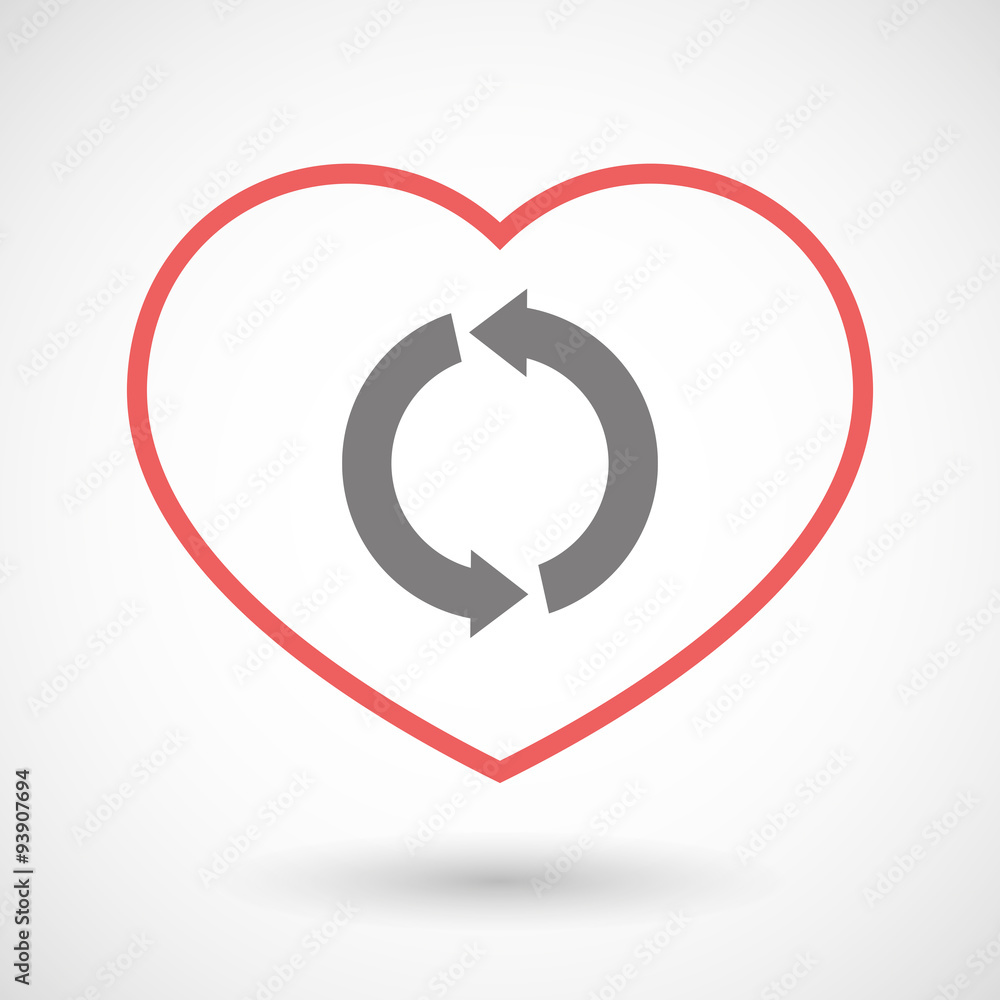 Line heart icon with a round recycle sign Line heart icon with a round recycle sign