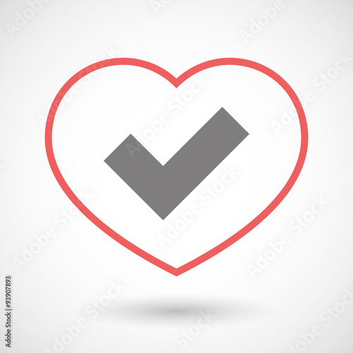 Line heart icon with a check mark