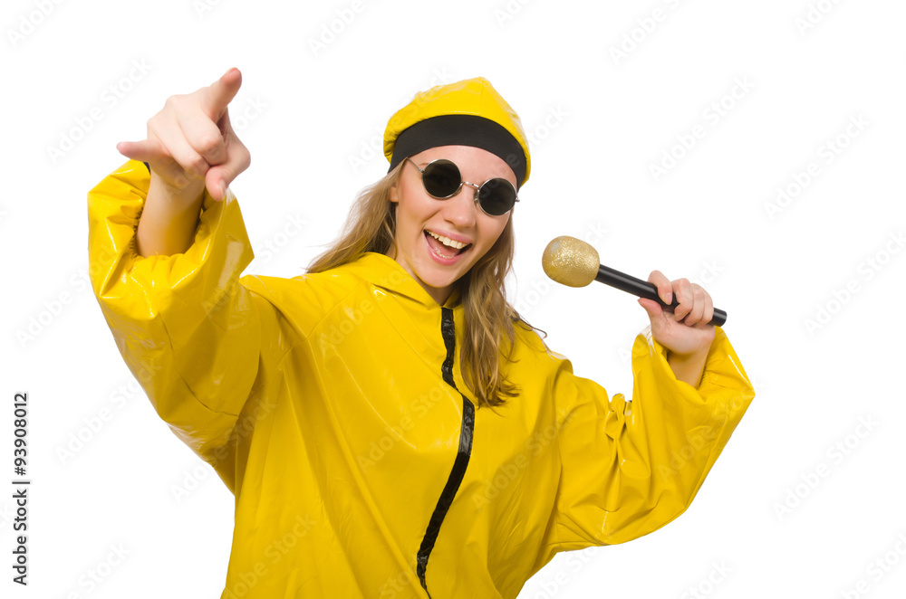 Woman in yellow suit isolated on white Woman in yellow suit isolated on white