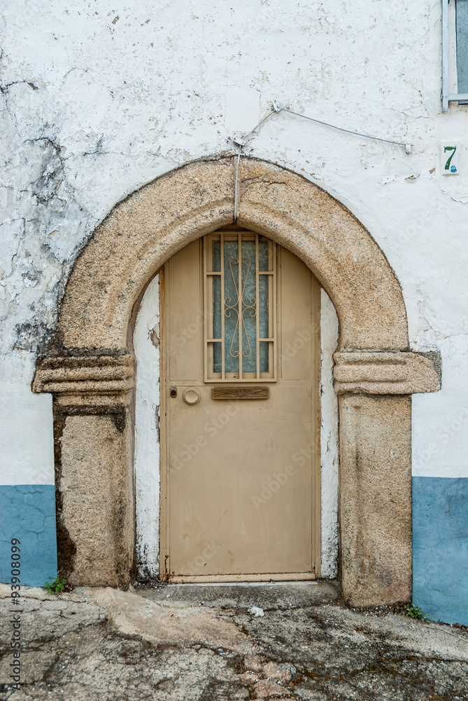 Gothic door of Valencia de Alcantara in Spain