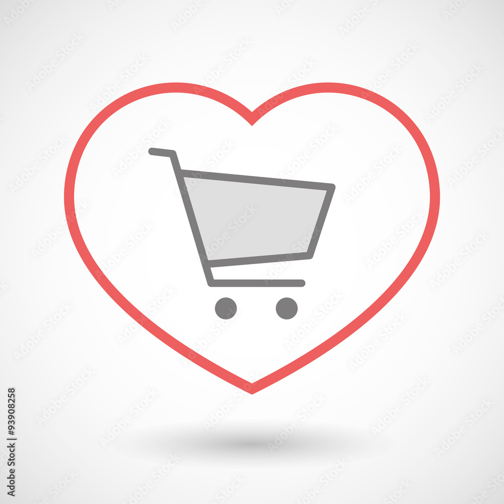 Line heart icon with a shopping cart Line heart icon with a shopping cart