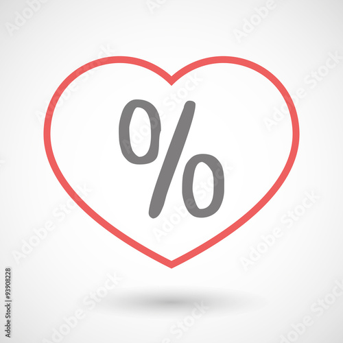 Line heart icon with a discount sign