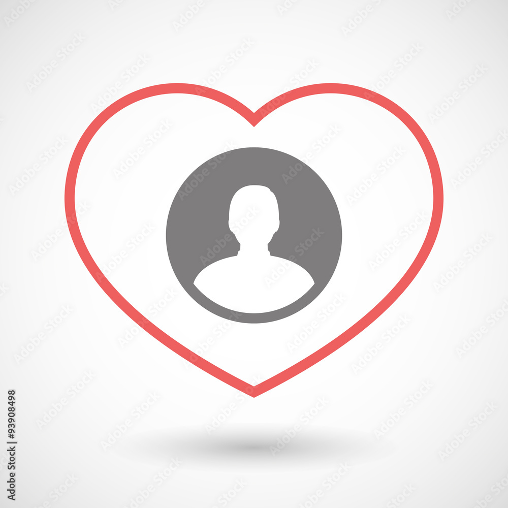 Line heart icon with a male avatar Line heart icon with a male avatar