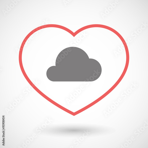 Line heart icon with a cloud