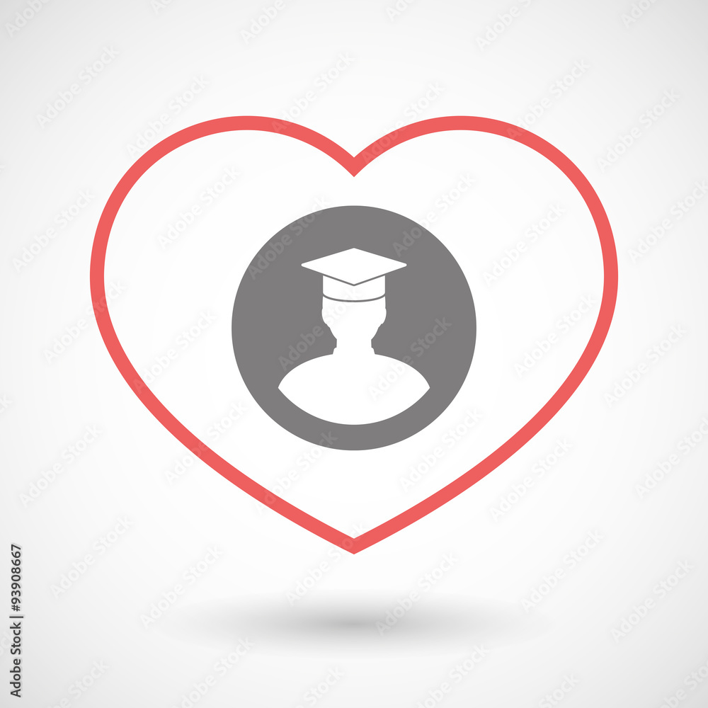 Line heart icon with a student Line heart icon with a student