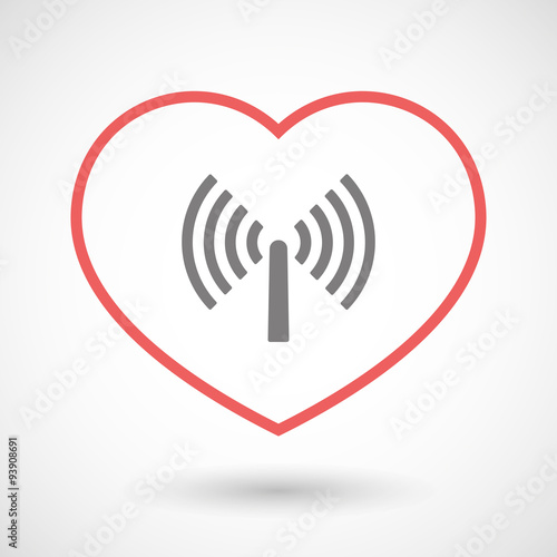 Line heart icon with an antenna