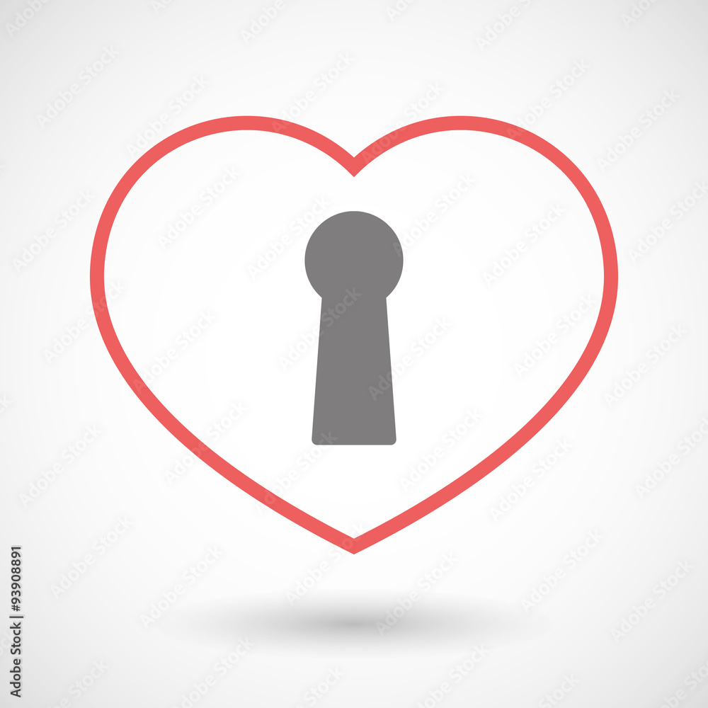 Line heart icon with a key hole Line heart icon with a key hole