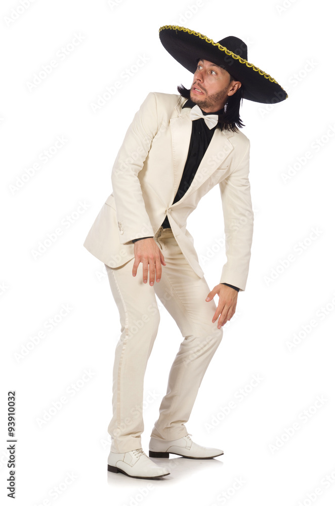 Funny mexican in suit and sombrero isolated on white Funny mexican in suit and sombrero isolated on white