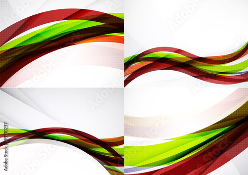 Set of abstract backgrounds. Glossy wide colorful wave